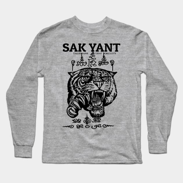 Muay Thai Tattoo Tiger Long Sleeve T-Shirt by KewaleeTee